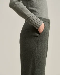 GRAY WIDE-LEG TROUSERS IN VIRGIN WOOL