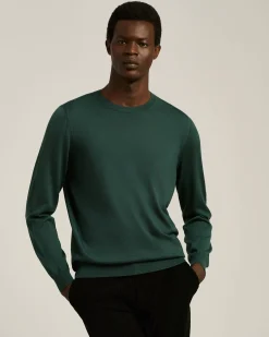 GREEN PINE CREWNECK SWEATER IN CASHMERE AND SILK