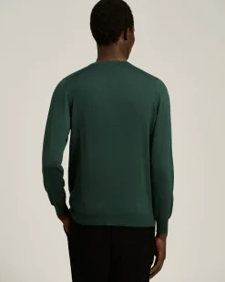 GREEN PINE CREWNECK SWEATER IN CASHMERE AND SILK