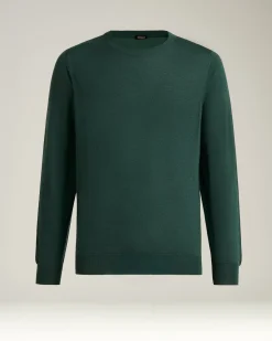 GREEN PINE CREWNECK SWEATER IN CASHMERE AND SILK