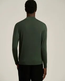 GREEN PINE “DIAMANTE BLU” WOOL MOCK-NECK SWEATER