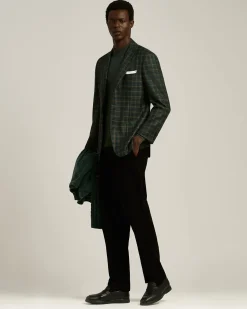 GREEN PINE “DIAMANTE BLU” WOOL MOCK-NECK SWEATER
