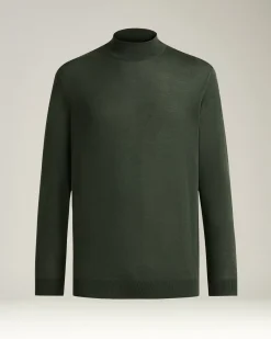 GREEN PINE “DIAMANTE BLU” WOOL MOCK-NECK SWEATER