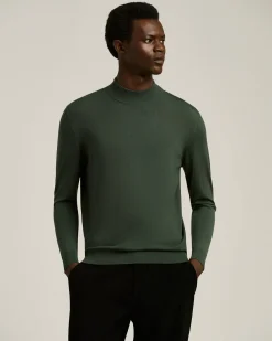 GREEN PINE “DIAMANTE BLU” WOOL MOCK-NECK SWEATER