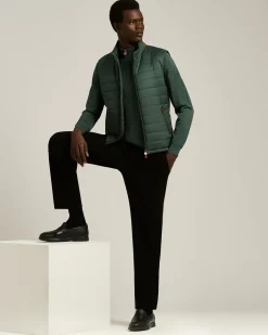 GREEN PINE ZIP-NECK SWEATER IN SILK, CASHMERE AND LINEN