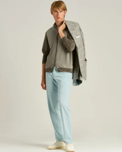 GREY CASHMERE AND SILK BLEND JACKET WITH CONTRASTING LAMBSKIN DETAILS