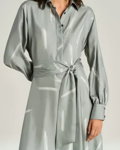 GREY SILK SATIN DRESS
