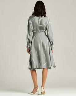 GREY SILK SATIN DRESS