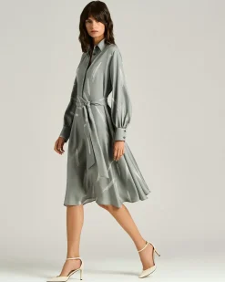 GREY SILK SATIN DRESS