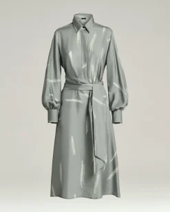 GREY SILK SATIN DRESS