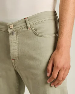 GREY STRETCH COTTON FIVE POCKET TROUSERS