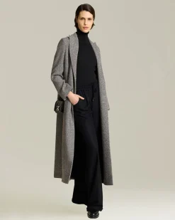 HERRINGBONE CASHMERE DOUBLE-BREASTED COAT
