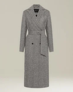 HERRINGBONE CASHMERE DOUBLE-BREASTED COAT