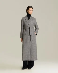 HERRINGBONE CASHMERE DOUBLE-BREASTED COAT