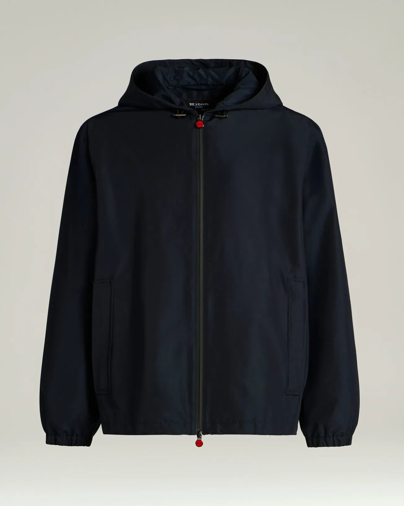 HOODED TECHNICAL FABRIC JACKET IN NAVY BLUE