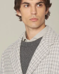 HOUNDSTOOTH CASHMERE BLEND COAT