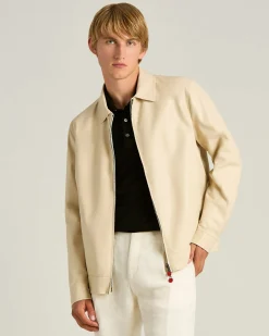IVORY LAMBSKIN BOMBER JACKET