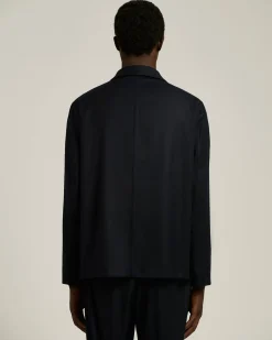 JACKET IN PURE VIRGIN WOOL BLUE WITH CONCEALED CLOSURE