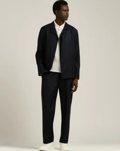 JACKET IN PURE VIRGIN WOOL BLUE WITH CONCEALED CLOSURE