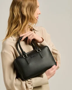 “KISS” BLACK GRAINED CALFSKIN SATCHEL