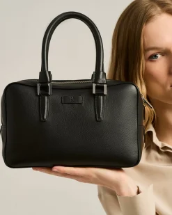 “KISS” BLACK GRAINED CALFSKIN SATCHEL