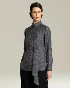 LAMÉ EFFECT SILK SHIRT