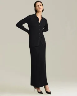 LAMÉ WOOL PENCIL SKIRT