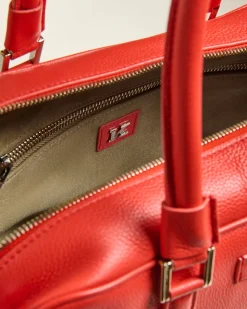 LEATHER CALFSKIN KISS ME BAG IN RED