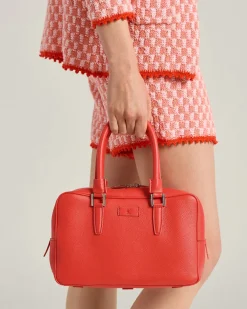 LEATHER CALFSKIN KISS ME BAG IN RED