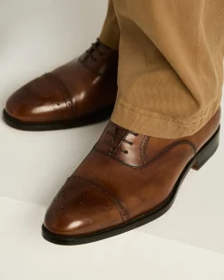 LEATHER LACE-UP SHOE DARK BROWN CALFSKIN