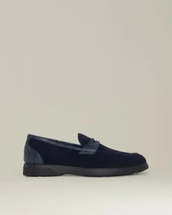 LEATHER LOAFER WITH CROCODILE LEATHER INSERTS