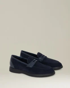 LEATHER LOAFER WITH CROCODILE LEATHER INSERTS
