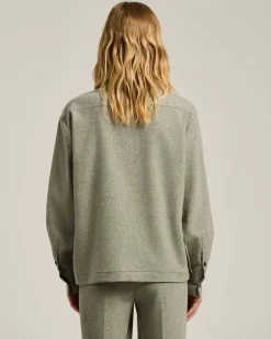 LIGHT GRAY WOOL AND CASHMERE-BLEND OVERSHIRT