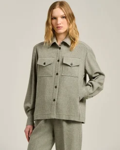 LIGHT GRAY WOOL AND CASHMERE-BLEND OVERSHIRT