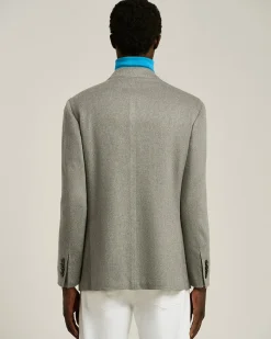 LIGHT GREY CASHMERE AND VICUÑA BLAZER WITH NOTCH LAPEL