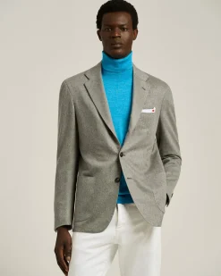 LIGHT GREY CASHMERE AND VICUÑA BLAZER WITH NOTCH LAPEL