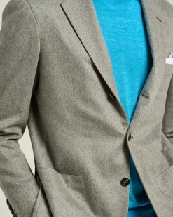 LIGHT GREY CASHMERE AND VICUÑA BLAZER WITH NOTCH LAPEL