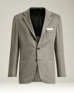 LIGHT GREY CASHMERE AND VICUÑA BLAZER WITH NOTCH LAPEL