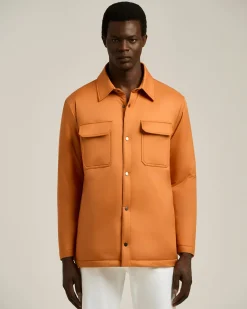 LIGHT ORANGE TECHNICAL FABRIC OVERSHIRT