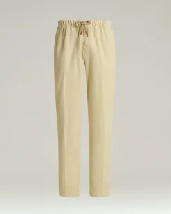 LINEN AND COTTON BLEND TROUSERS IN BEIGE