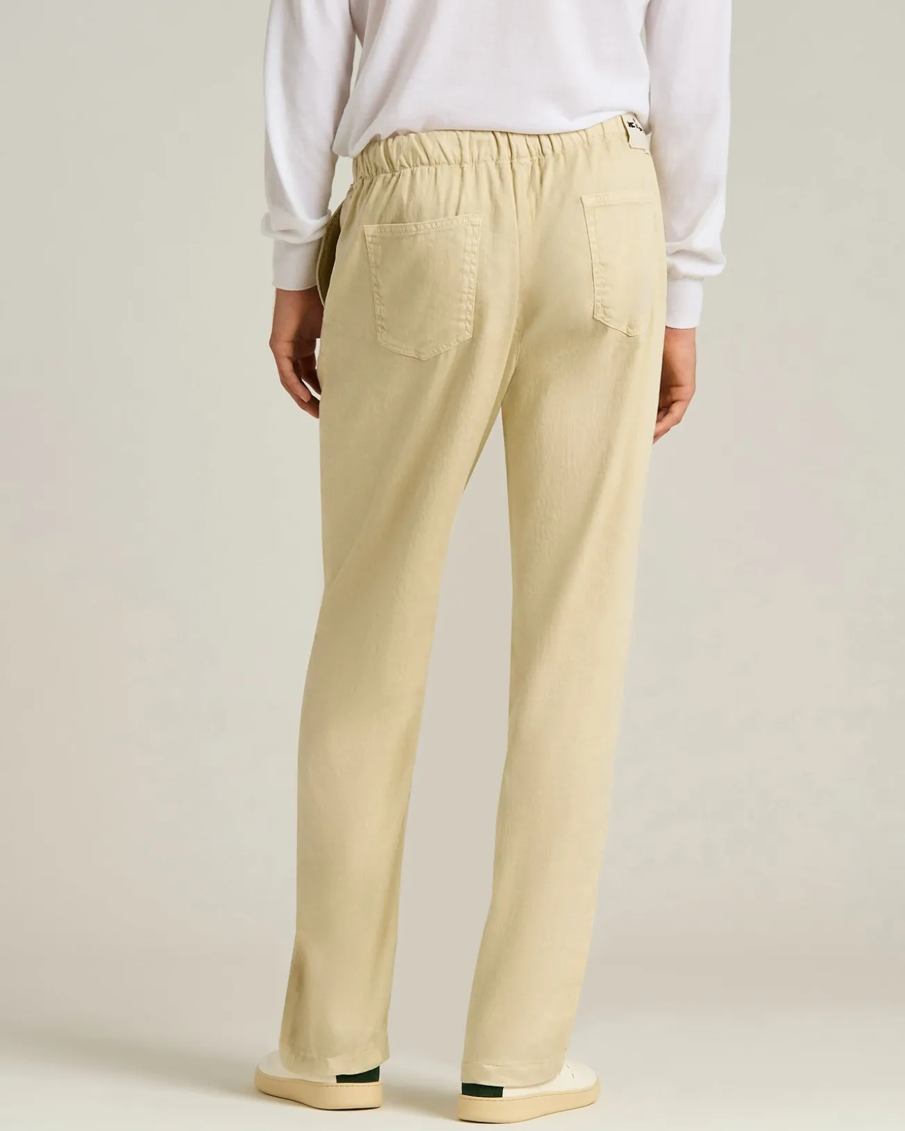 LINEN AND COTTON BLEND TROUSERS IN BEIGE