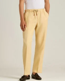 LINEN AND COTTON BLEND TROUSERS