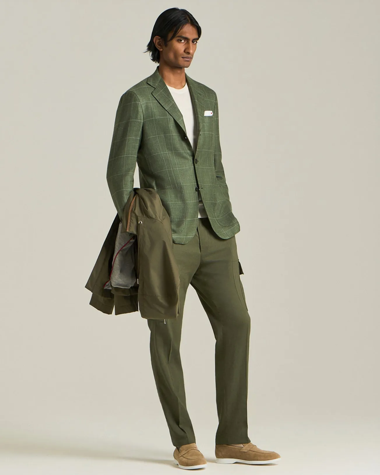 LINEN AND WOOL CARGO TROUSERS