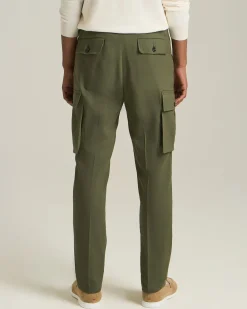 LINEN AND WOOL CARGO TROUSERS