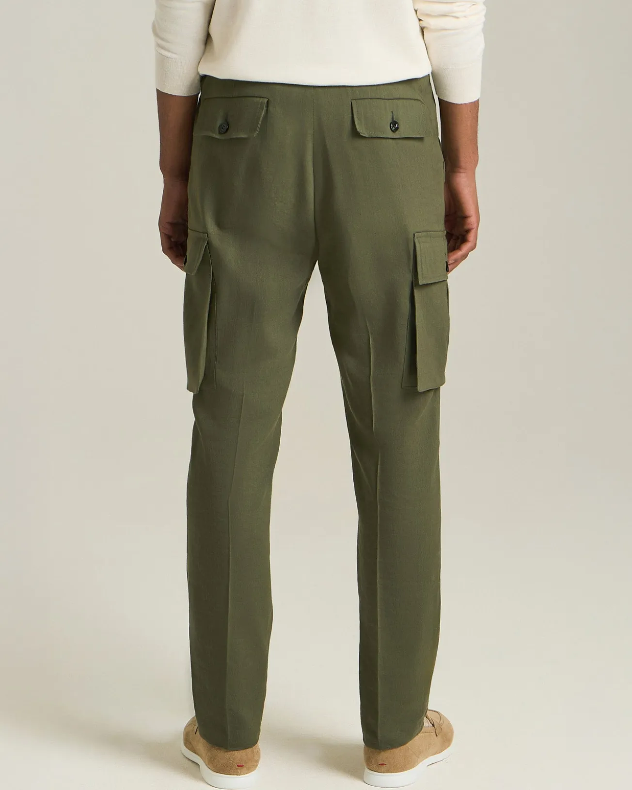 LINEN AND WOOL CARGO TROUSERS
