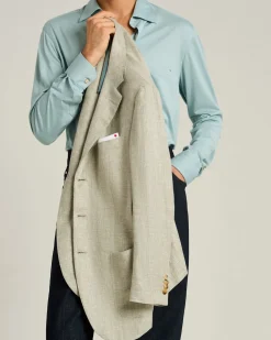 LINEN, CASHMERE AND SILK BLEND SINGLE-BREASTED JACKET