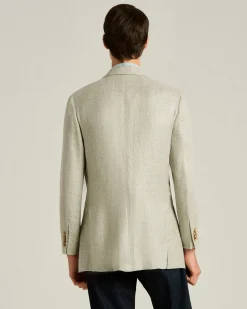 LINEN, CASHMERE AND SILK BLEND SINGLE-BREASTED JACKET