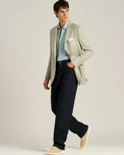 LINEN, CASHMERE AND SILK BLEND SINGLE-BREASTED JACKET