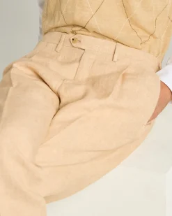 LINEN TROUSERS WITH DARTS BEIGE
