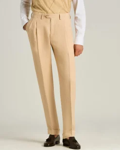 LINEN TROUSERS WITH DARTS BEIGE